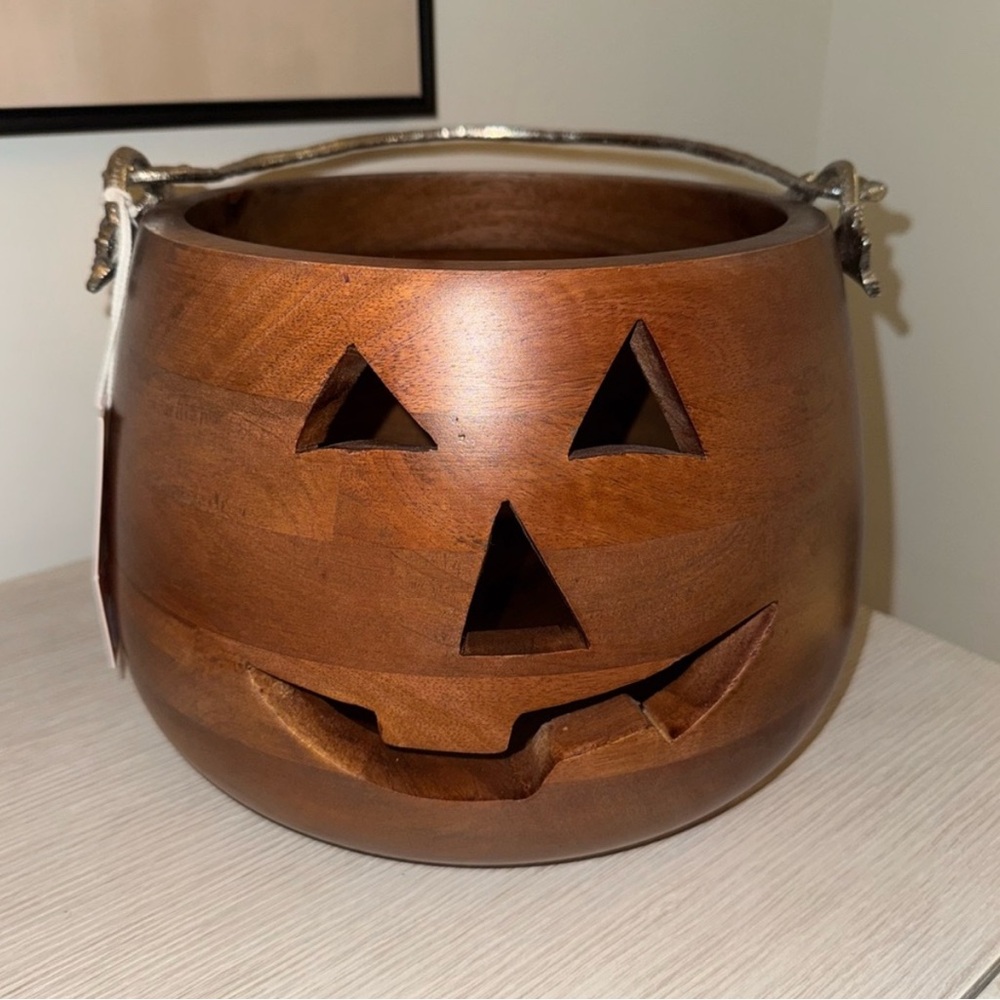 Martha Stewart Wooden Jack-O'-Lantern Candy Bowl